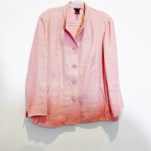 Eileen Fisher Soft cropped Pink Linen sweater jacket SZ S - Picture 7 of 7